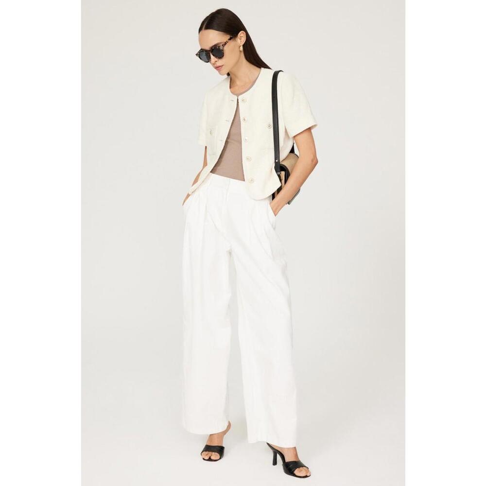 DUNST White Summer Boucle Tweed Jacket Size M (Missing Buttons)